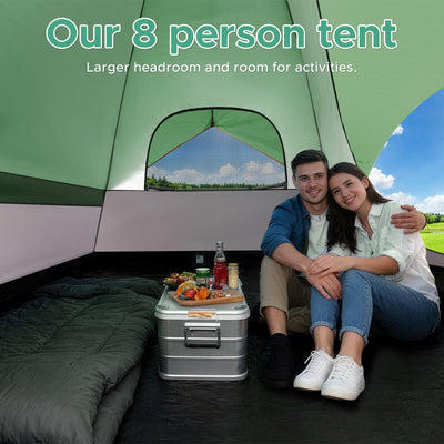 COBIZI 8-10 Person Camping Tent, Waterproof Family Tent with Removable Rainfly, Large Spacious Outdoor Tent with Mesh Ventilation, Easy Setup Portable Tent  SPC000268