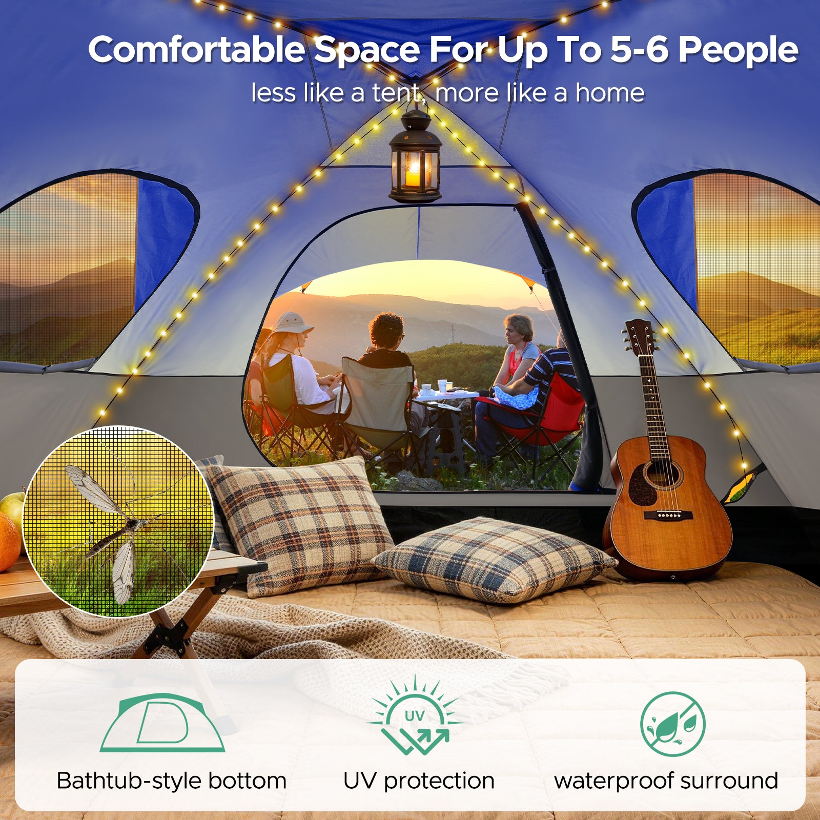COBIZI 8-10 Person Camping Tent With Removable Rainfly & Mesh Ventilation, Easy Setup & Portable SPC268