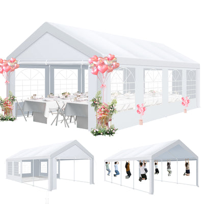 COBIZI 13'x26' Party Tent, Heavy-Duty Waterproof Outdoor White Gazebo, Event Canopy, Wedding Tarp with Removable Side Wall Windows SPC000102