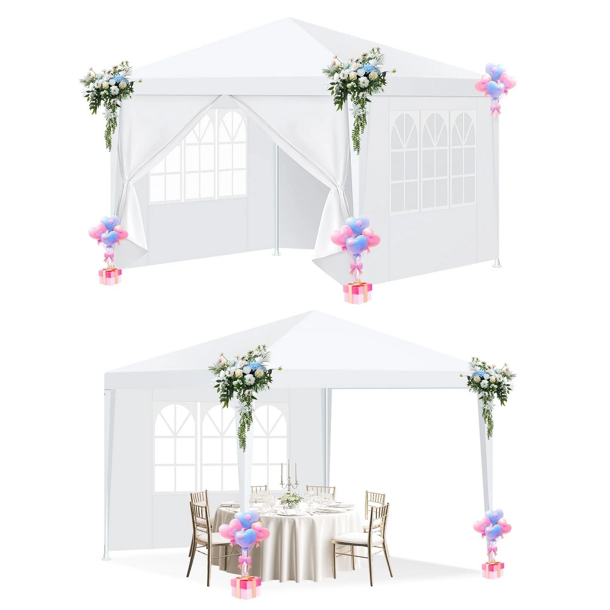 HOTEEL Party Tent 10x10 Canopy Tents for Parties with 6 Removable Sidewalls, Waterproof Outdoor Tent for Weddings and Events