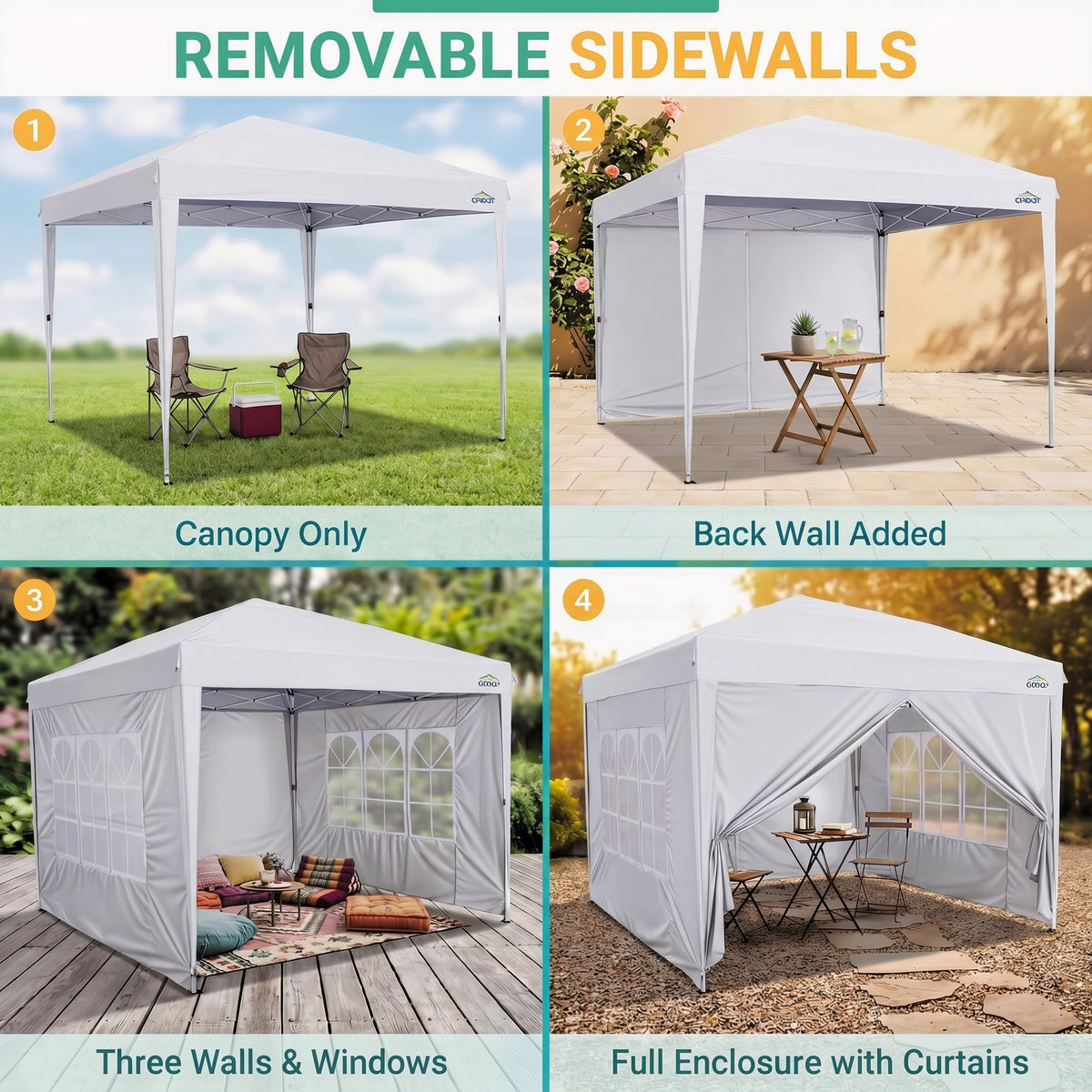 Cobizi 10'x10'/10'x20/10'x30' Protable Waterproof Pop up Canopy with 6 Sidewalls  SPC202
