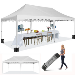 HOTEEL Canopy 10'x20' Pop Up Canopy Tent Heavy Duty Waterproof Adjustable Commercial Instant Canopy Outdoor Party Canopy Parties,Wedding,Outside Patio,Event,Backyard,White