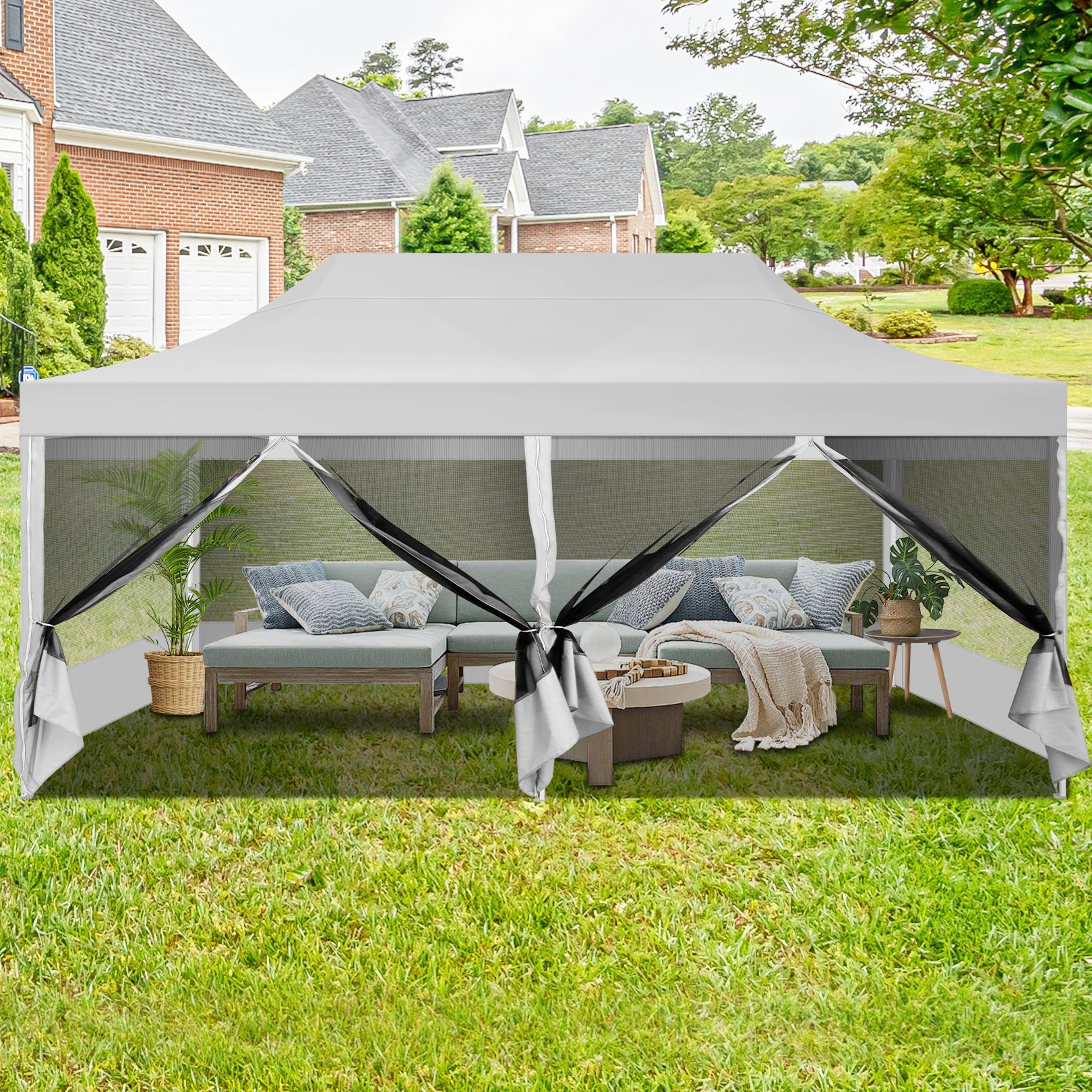 COBIZI 10'x20' Heavy Duty Canopy Gazebo, Ez up with 6 Netting Sidewalls SPC97