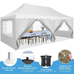 HOTEEL Canopy 10'x20' Pop Up Canopy Tent Heavy Duty Waterproof Adjustable Commercial Instant Canopy Outdoor Party Canopy Parties,Wedding,Outside Patio,Event,Backyard,White