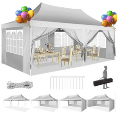 HOTEEL 10' x 20' Pop up Canopy Tent,Heavy Duty Waterproof Commercial Instant Gazebo,Outdoor Canopy for Party,Wedding,Event,Backyard,Black
