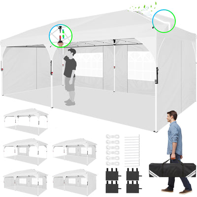 Cobizi 10'x20' Up Pop Up Canopy Tent, Party Tents with One Push Central Button Air Vent, Instant Canopy Tent with Sidewalls & Reflective Strip SPC000142