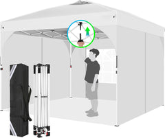 HOTEEL 10'x10' Up Pop Up Canopy Tent, Party Tents with One Push Central Button Air Vent, Instant Canopy Tent with 3 Sidewalls & Reflective Strip