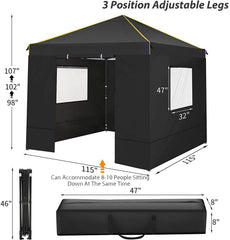 COBIZI 10'x10' Pop Up Canopy Tent with 4 Removable Sidewalls,Waterproof Commercial Instant Gazebo Outdoor Tents for Party/Exhibition/Picnic with Carry Bag