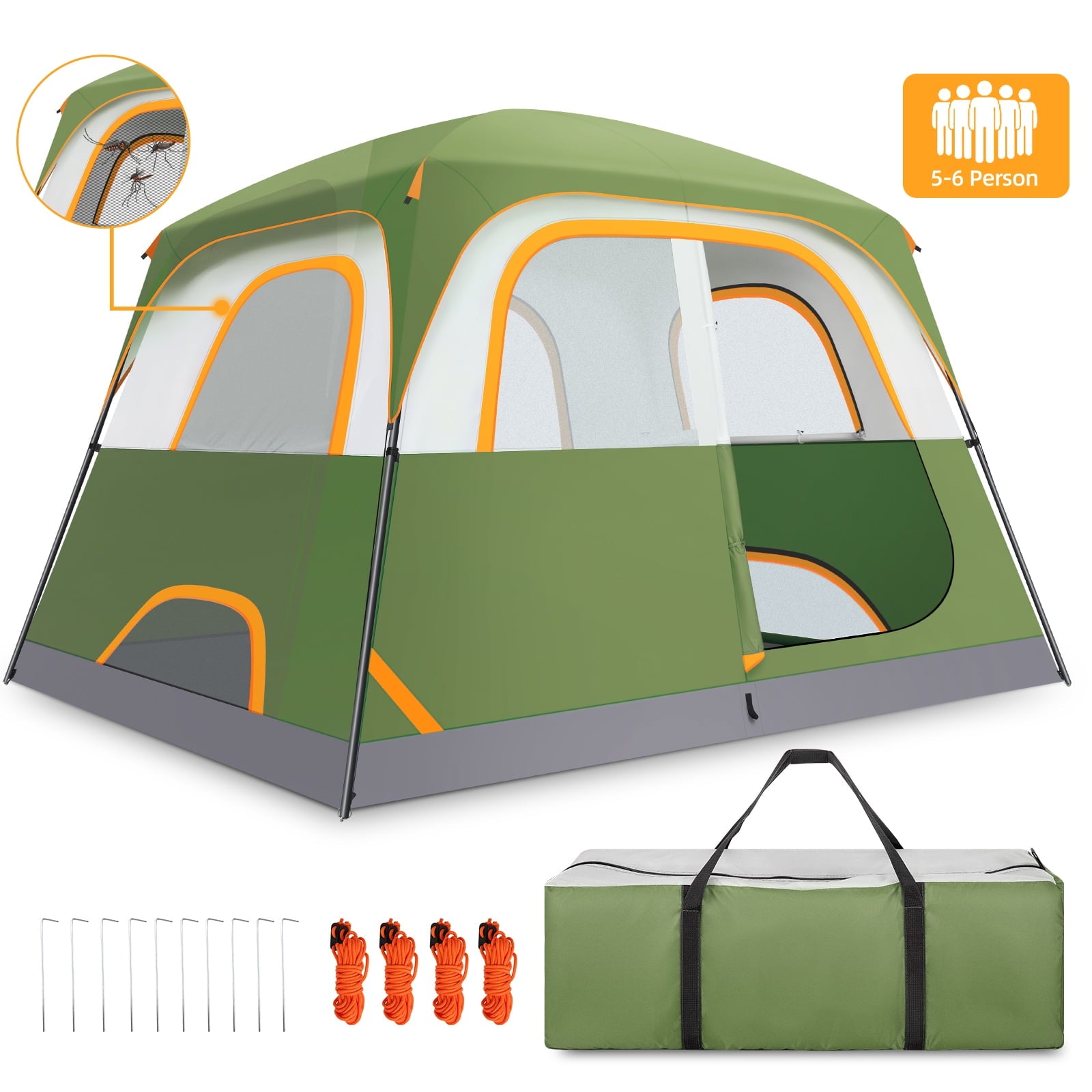 COBIZI 6 Person Tent for Camping, Easy Setup Camping Tent with Rainfly & Screen Windows for Camping/Traveling/Family Gathering/Hiking/Beach SPC000175