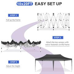 YUEBO Pop Up Canopy 10x20ft Canopy Tent Folding Protable Easy up Sun Shade UV Blocking Waterproof Outdoor Tent Sun Shade Wedding Instant Better Air Circulation Outdoor Gazebo White