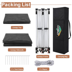 COBIZI 10x20 Pop Up Canopy Tent with 6 Sidewalls, Wedding Party Tent Outdoor Canopy UV50+ Waterproof Canopy Tent Event Shelter, 3 Adjustable Heights, with Carry Bag, Black