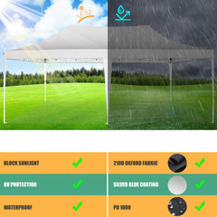 YUEBO Pop Up Canopy 10x20ft Canopy Tent Folding Protable Easy up Sun Shade UV Blocking Waterproof Outdoor Tent Sun Shade Wedding Instant Better Air Circulation Outdoor Gazebo White