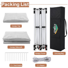COBIZI 10'x20' Pop Up Canopy Tent with 6 Sidewalls, Wedding Party Tent Outdoor Canopy UV50+ Waterproof Canopy Tent Event Shelter, 3 Adjustable Heights, with Carry Bag, White