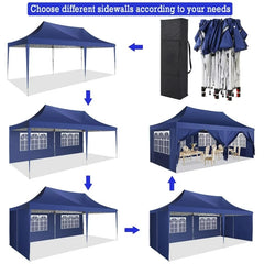 YUEBO 10'x20' Ez Pop Up Canopy Tent Commercial Instant Canopies with 6 Removable Side Walls Portable & Carrying Bag for Patio Picnic Carport Party Wedding, Blue Navy