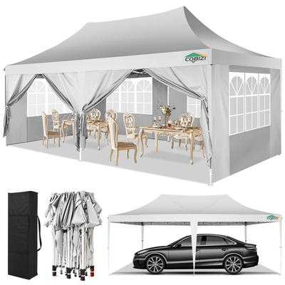 COBIZI 10'x20' Pop Up Canopy Tent with 6 Sidewalls & Carry Bag, 3 Adjustable Heights AMA5813