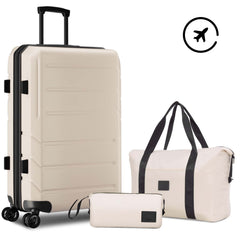 HOTEEL 5 Piece Luggage Sets,Expandable ABS+PC Hardshell Suitcase Set with TSA Lock,Lightweight Carry on Suitcases for Men Women,Beige