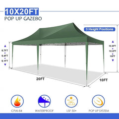 YUEBO 10'x20' Ez Pop Up Canopy Tent Commercial Instant Canopies with 6 Removable Side Walls Portable & Carrying Bag for Patio Picnic Carport Party Wedding, Blue Navy