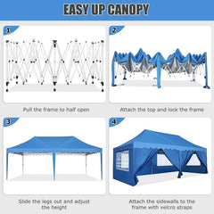 YUEBO Canopy 10' x 20' Pop Up Canopy Tent Heavy Duty Waterproof Adjustable Commercial Instant Canopy Outdoor Party Canopy Parties,Wedding,Outside Patio,Event,Backyard,Black