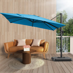 Hoteel 10 Ft Patio Umbrella Outdoor Cantilever Square Umbrella Aluminum Offset Umbrella with Base, 360° Rotation，Burgundy