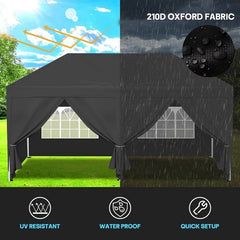 YUEBO Canopy 10' x 20' Pop Up Canopy Tent Heavy Duty Waterproof Adjustable Commercial Instant Canopy Outdoor Party Canopy Parties,Wedding,Outside Patio,Event,Backyard,Black