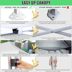 HOTEEL 10'x30' Pop Up Canopy Tent with 8 Sidewalls, Heavy Duty Wedding Event Tents, Party Gazebo with Roller Bag,UPF 50+ Windproof Waterproof,White