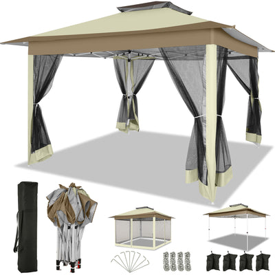 [In-Stock] COBIZI 12'x12' Pop Up Gazebo Canopy with Mosquito Netting 3 Adjustable Height AMA5920