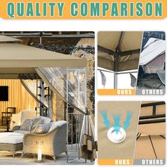 COBIZI 10x13 Outdoor Gazebo with Leaf Screen Steel Frame and Mosquito Netting - COBIZI