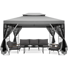 COBIZI 10x13 Outdoor Gazebo with Leaf Screen Steel Frame and Mosquito Netting - COBIZI