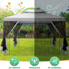 COBIZI 10x13 Outdoor Gazebo with Leaf Screen Steel Frame and Mosquito Netting - COBIZI