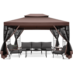 COBIZI 10x13 Outdoor Gazebo with Leaf Screen Steel Frame and Mosquito Netting - COBIZI