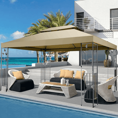 COBIZI 10x13 Outdoor Gazebo with Leaf Screen Steel Frame and Mosquito Netting - COBIZI