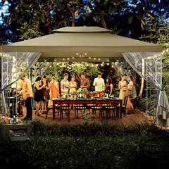 COBIZI 10x13 Outdoor Gazebo with Leaf Screen Steel Frame and Mosquito Netting - COBIZI