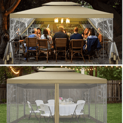 COBIZI 10x13 Outdoor Gazebo with Leaf Screen Steel Frame and Mosquito Netting - COBIZI