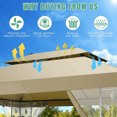 COBIZI 10x13 Outdoor Gazebo with Leaf Screen Steel Frame and Mosquito Netting - COBIZI