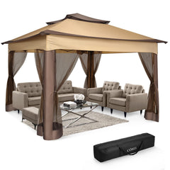 COBIZI Double Top Gazebo Waterproof Canopy 10'x10' with Gauze Sidewall - COBIZI
