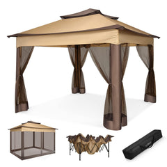COBIZI Double Top Gazebo Waterproof Canopy 10'x10' with Gauze Sidewall - COBIZI