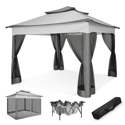 COBIZI Double Top Gazebo Waterproof Canopy 10'x10' with Gauze Sidewall - COBIZI