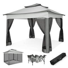 COBIZI Double Top Gazebo Waterproof Canopy 10'x10' with Gauze Sidewall - COBIZI