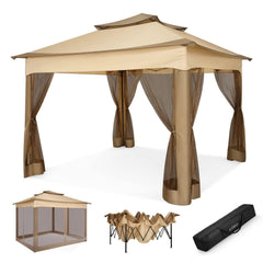 COBIZI Double Top Gazebo Waterproof Canopy 10'x10' with Gauze Sidewall - COBIZI