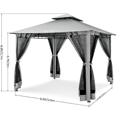 COBIZI Gazebo 10x10 Double Rooftops with Mosquito Netting Waterproof Screened Gazebo - COBIZI