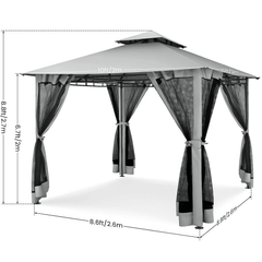 COBIZI Gazebo 10x10 Double Rooftops with Mosquito Netting Waterproof Screened Gazebo - COBIZI