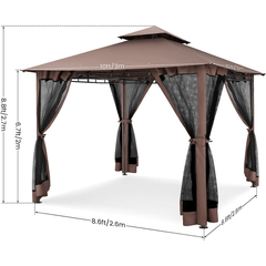 COBIZI Gazebo 10x10 Double Rooftops with Mosquito Netting Waterproof Screened Gazebo - COBIZI