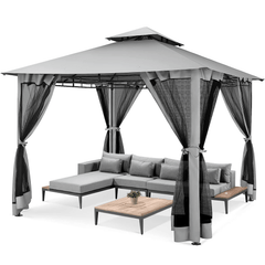 COBIZI Gazebo 10x10 Double Rooftops with Mosquito Netting Waterproof Screened Gazebo - COBIZI