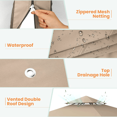 COBIZI Gazebo 10x10 Double Rooftops with Mosquito Netting Waterproof Screened Gazebo - COBIZI