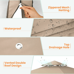 COBIZI Gazebo 10x10 Double Rooftops with Mosquito Netting Waterproof Screened Gazebo - COBIZI