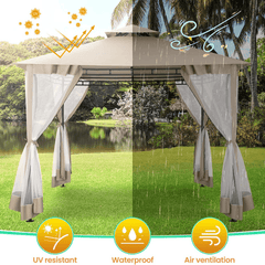 COBIZI Gazebo 10x10 Double Rooftops with Mosquito Netting Waterproof Screened Gazebo - COBIZI