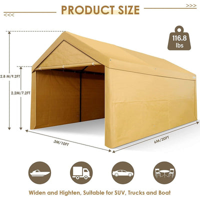 COBIZI Heavy Duty Carport Portable Garage 10'X20' Car Canopy Shelter - COBIZI