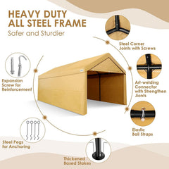 COBIZI Heavy Duty Carport Portable Garage 10'X20' Car Canopy Shelter - COBIZI