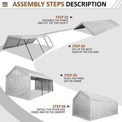 COBIZI Heavy Duty Carport Portable Garage 10'X20' Car Canopy Shelter - COBIZI