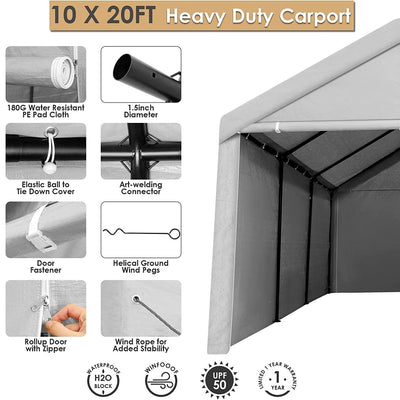 COBIZI Heavy Duty Carport Portable Garage 10'X20' Car Canopy Shelter - COBIZI